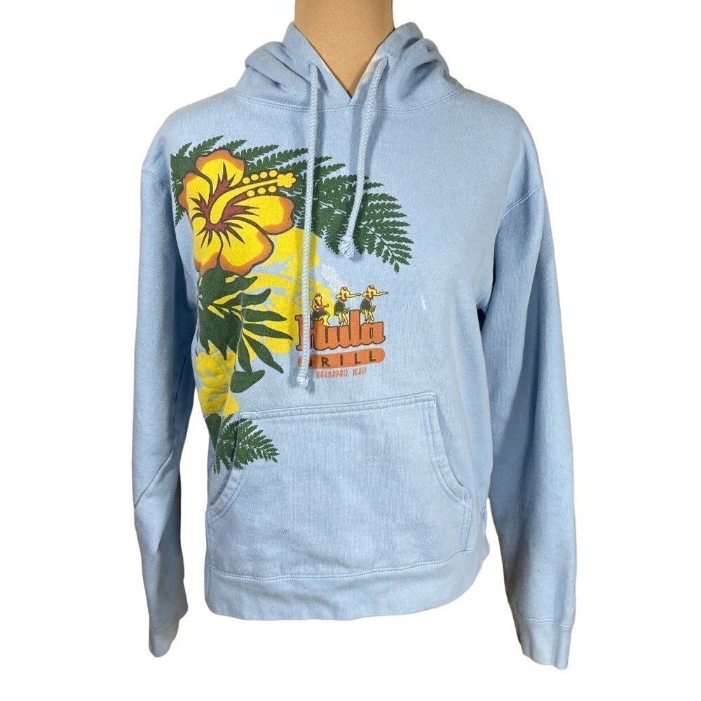 Youth Hula Grill Long Sleeve Hoodie Sweatshirt Distressed Bleach Size XL Extra L